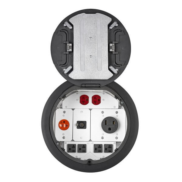 Hubbell Wiring Device-Kellems Electrical Box Cover, Round, Aluminum - S1R10CVRBLK