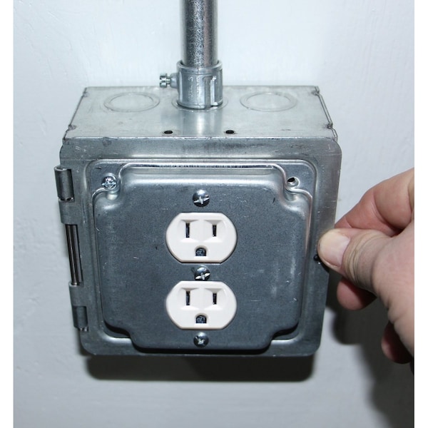 Southwire Electrical Box Cover, Square, Galvanized Steel, Duplex Receptacle Cover - HP1938