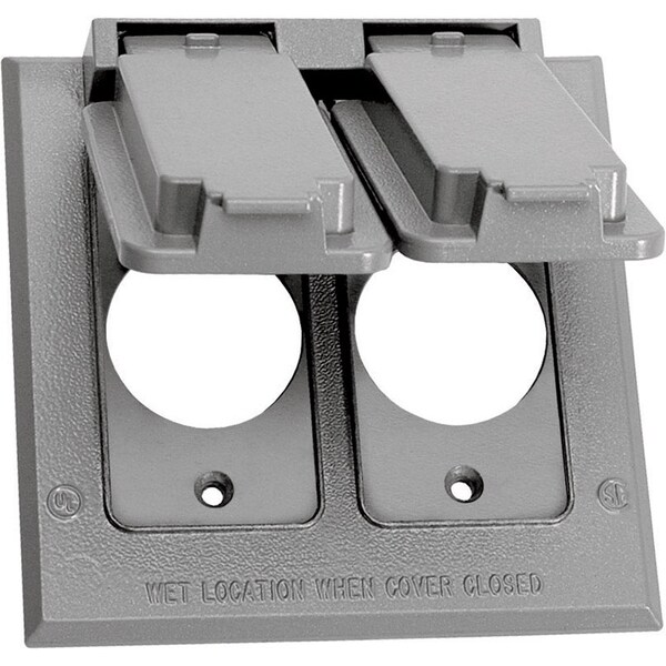 Sigma Engineered Solutions Electrical Box Cover, 2 Gangs, Metal Die-Cast, Round Receptacle Cover - 14324