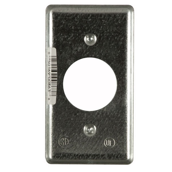Raco Electrical Box Cover, Square Box Type, 1 Gang, Galvanized Zinc, Single Receptacle Cover - 863