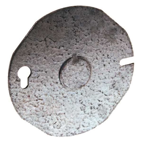Raco Electrical Box Cover, Ceiling Box Type, 1 Gang, Galvanized Steel, KO Centered Cover - 703