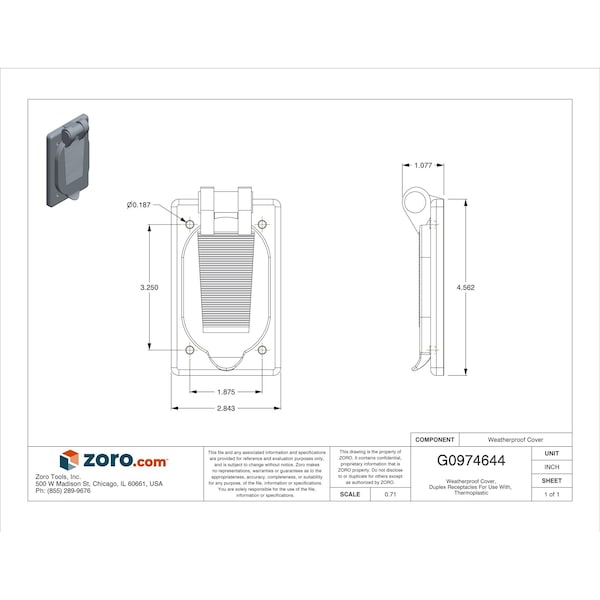 Hubbell Wiring Device-Kellems 1 Gang -Gang Vertical Weatherproof Cover, , Thermoplastic - HBL5221
