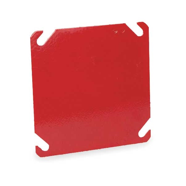Raco Electrical Box Cover, Square Box Type, 2 Gangs, Galvanized Steel, Blank Cover - 911-8