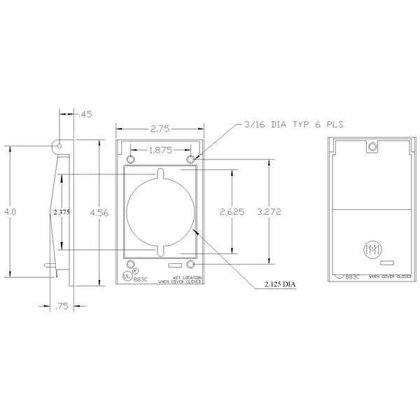 Mulberry Electrical Box Cover, Outlet Box Type, 1 Gang, Aluminum, Duplex Receptacle Cover - 30535