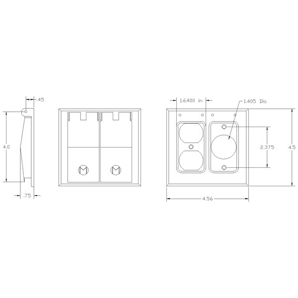 Mulberry Electrical Box Cover, 2 Gangs, Aluminum, Duplex Receptacle Cover - 30468