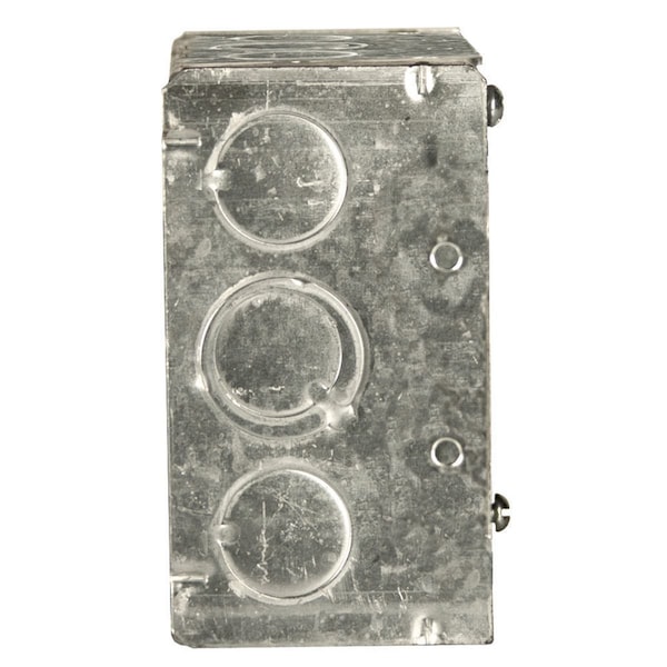 Raco Electrical Box, Square, 2 Gangs, Galvanized Zinc, 2-1/8 in D, 4 in W, 4 in L, 30.3 cu in Capacity - 232