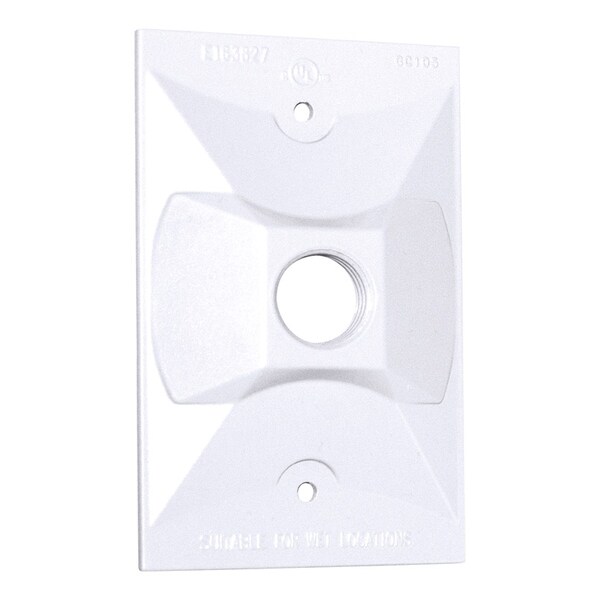 Sigma Engineered Solutions Electrical Box Cover, 1 Gang, Metal Die-Cast, Cluster, Lampholder Cover - 14371WH