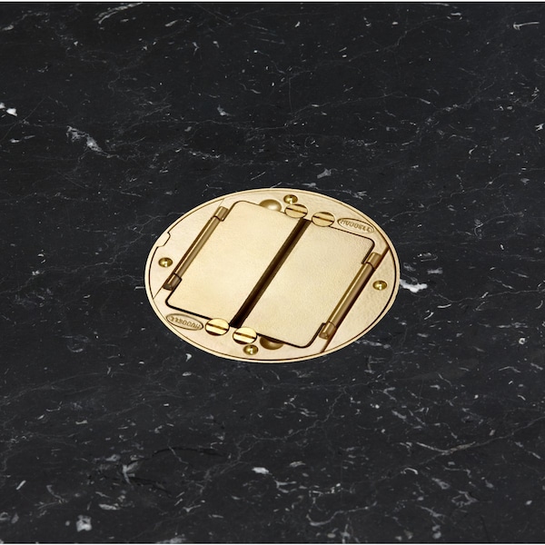 Hubbell Wiring Device-Kellems Electrical Box Cover, 2 Gangs, Round, Aluminum - S1TFCBRS
