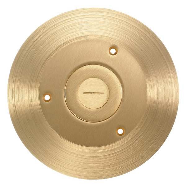 Hubbell Wiring Device-Kellems Electrical Box Cover, 1 Gang, Round, Brass - SF2525