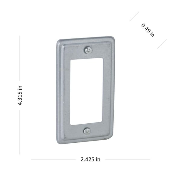 Raco Electrical Box Cover, 1 Gang, Steel, GFCI Cover - 862