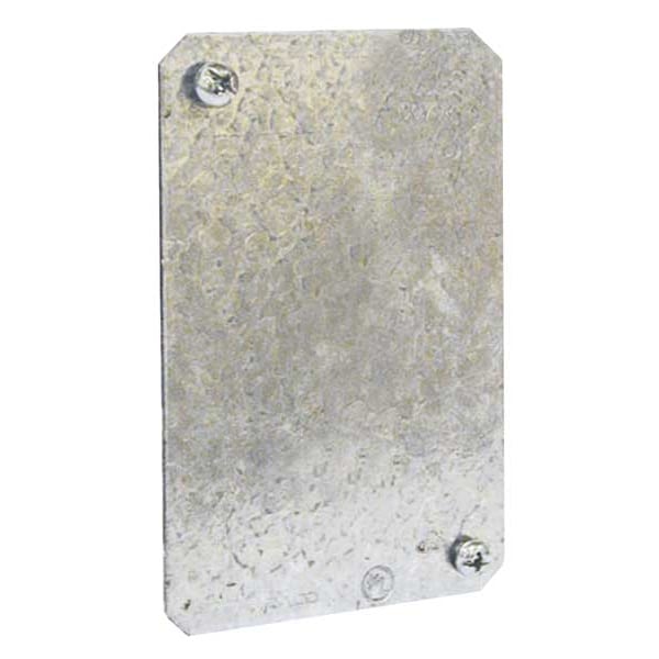 Raco Electrical Box Cover, Square Box Type, 1 Gang, Galvanized Steel, Blank Cover - 880