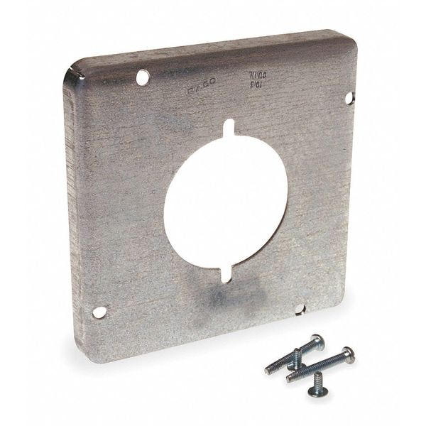 Raco Electrical Box Cover, Square Box Type, 2 Gangs, Galvanized Steel, Single Receptacle Cover - 878