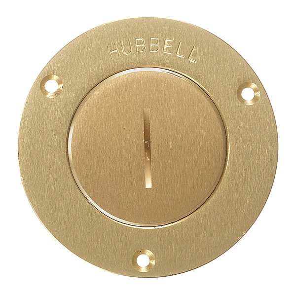 Hubbell Wiring Device-Kellems Electrical Box Cover, 1 Gang, Round, Brass - S3525