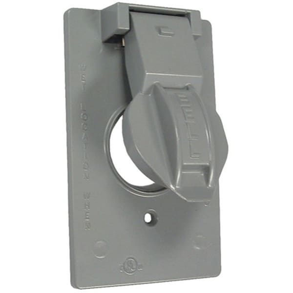 Hubbell Cover, 1-13/32 in Dia, 4-9/16 in L, 2-13/16 in W, Metal, Gray, Powder-Coated - 5155-5