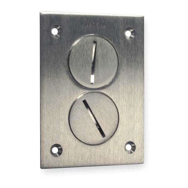 Hubbell Wiring Device-Kellems Electrical Box Cover, 2 Gangs, Aluminum, Duplex Receptacle Cover - SA3625