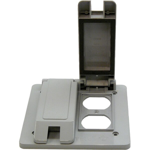 Abb 5133347B PVC Outdoor 2 Gang Double Duplex Outlet Cover Gray - 3021318