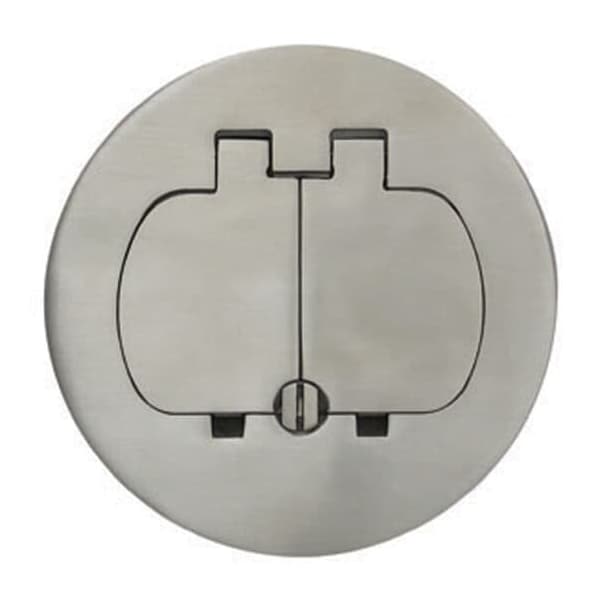 Carlon Electrical Box Cover, Round, Stainless Steel, Duplex Receptacle Cover - E97SS2
