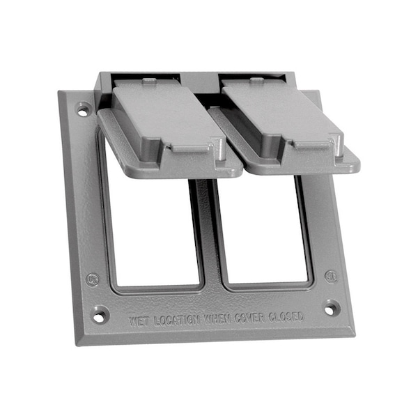 Sigma Engineered Solutions Electrical Box Cover, 2 Gangs, Metal Die-Cast, GFCI Cover - 14348