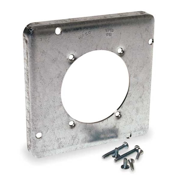 Raco Electrical Box Cover, Square Box Type, 2 Gangs, Galvanized Steel, Single Receptacle Cover - 888
