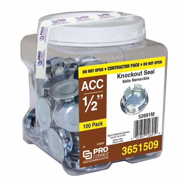 Sigma Engineered Solutions Knockout Seal, 0.3 in. H x 0.91 in. W, Steel - 52691