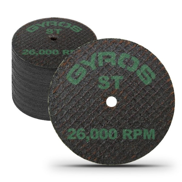 Rueda de corte de resina reforzada para materiales super tensiles Gyros ST 2.5" de doble refuerzo, tamaño de diámetro 2.5", paquete de 50 unidades - 11-42502/50