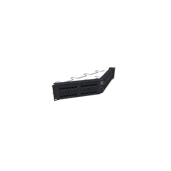 Commscope 48-PORT CAT6 IP5 PATCH PANEL, ANGLED 2U W/ LBL HLDRS & STRN - UNPA-6-DM-2U-48