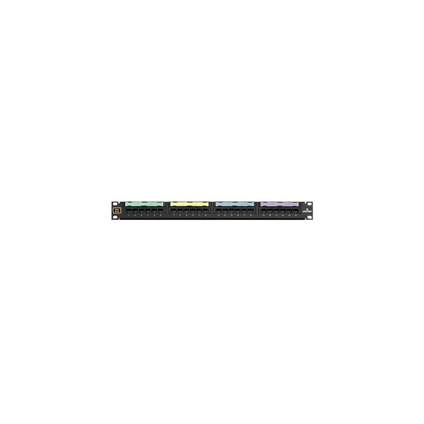 Leviton 24-Port Panel 110-Mod 4C8P, Voice, Black 1U - 49013-P24