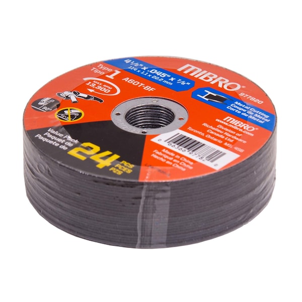 Hoja de corte reforzada de óxido de aluminio de 4 1/2 pulgadas (114 mm) de Richelieu Hardware para metal, PAQ. 24 - 977820