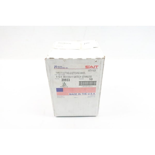 Sait 11 5/8 pulgadas 4-1/2 pulgadas 0.09 pulgadas Rueda de Corte, 10PK - TIPO 27 20933