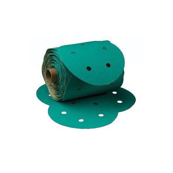 Disco en rollo verde Stikit de 3M, 01566, 6 pulgadas, 80D, 100 discos por rollo, paquete de 100.