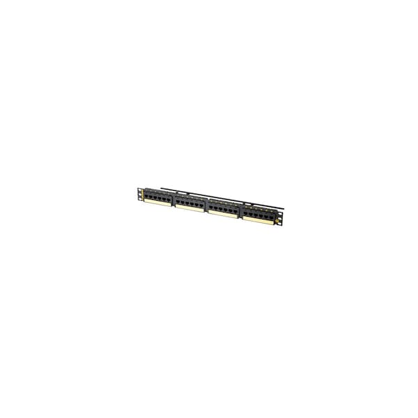 Ortronics 24-PORT PANEL 110-MOD 8W8P, CAT6A T568A/B HD LOADED, HI-DENSITY BLACK 1U - PHD6AU24