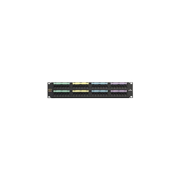 Leviton 48-Port Panel Mod-Telco 2W8P, Voice-Grade, Black 2U - 49012-J48