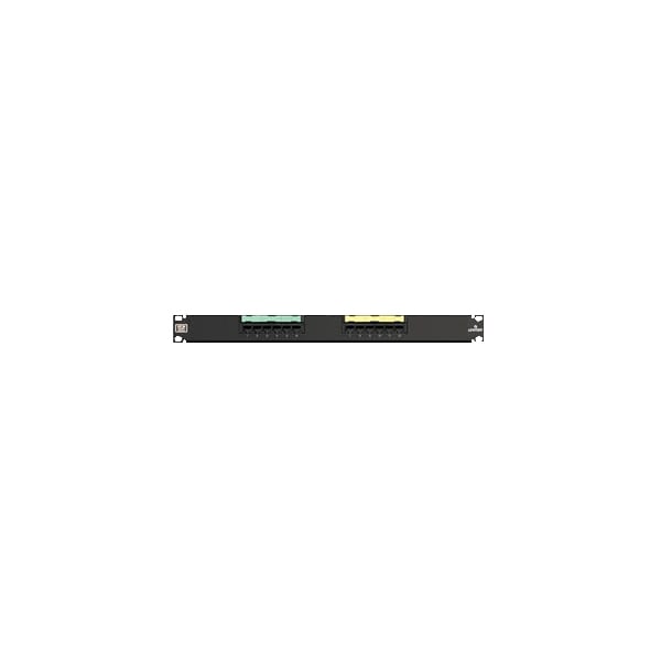 Leviton 12-Port Panel 110-Mod 8W8P, T568A/B Cat5E Gigamax, Black 1U - 5G596-U12