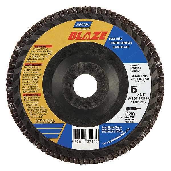 Disco de láminas Norton Abrasives, Mediano, 80 grano, 6" de diámetro - 66261132125