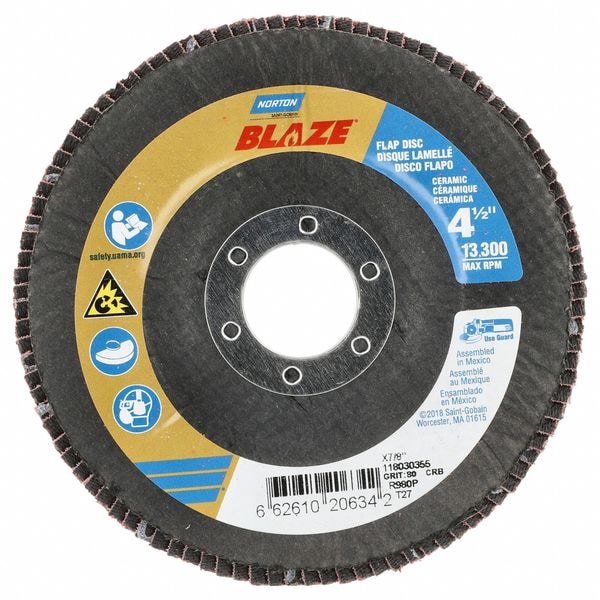 Disco de láminas abrasivas Norton, cerámico, Tipo 27, 4 1/2" de diámetro - 66261020634