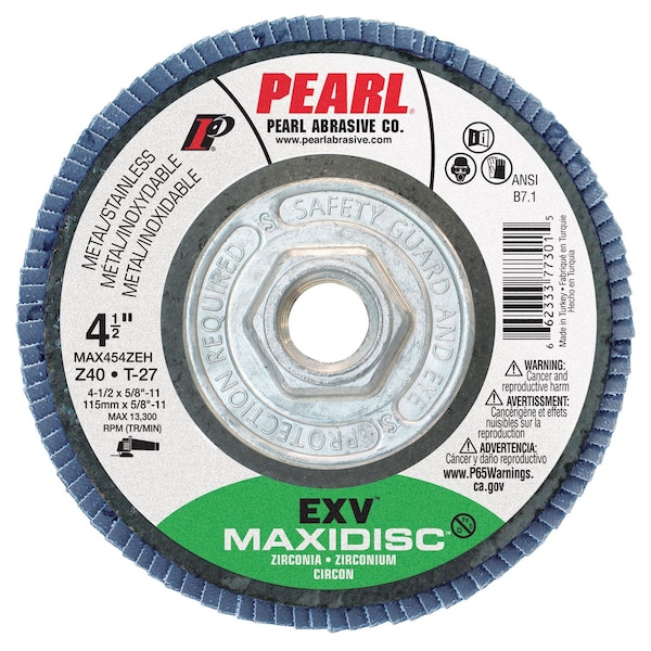 Disco de aletas Maxidisc de Zirconia Pearl EXV 4 1/2 x 5/8-11 Z40 T-27 - MAX454ZEH