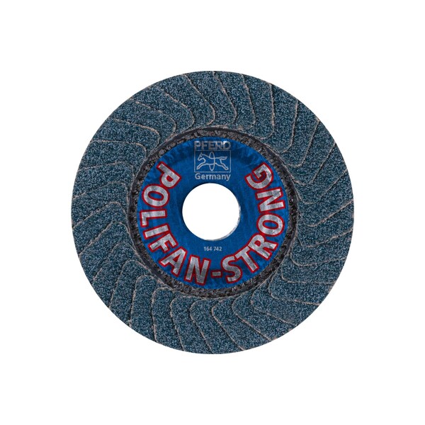Disco de láminas POLIFAN® 4-1/2" x 5/8-11 Thd. - Z SGP STRONG STEEL, Zirconia, 36 grano, Cónico - 62950