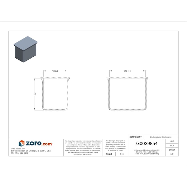 Quazite Underground Enclosure Assembly, Electric Cover, 18 in H, 20-1/4 in L, 13-3/8 in W, 8,000 lb - PG1118Z80417