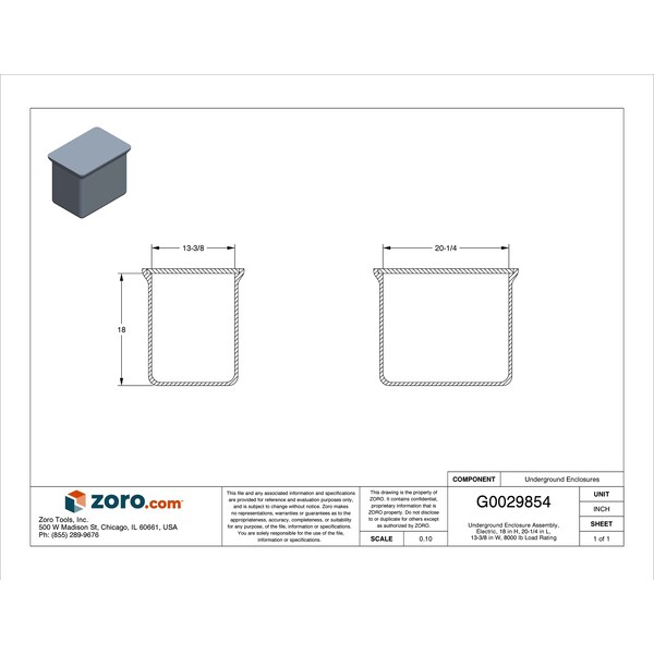 Quazite Underground Enclosure Assembly, Electric Cover, 18 in H, 20-1/4 in L, 13-3/8 in W, 8,000 lb - PG1118Z80417