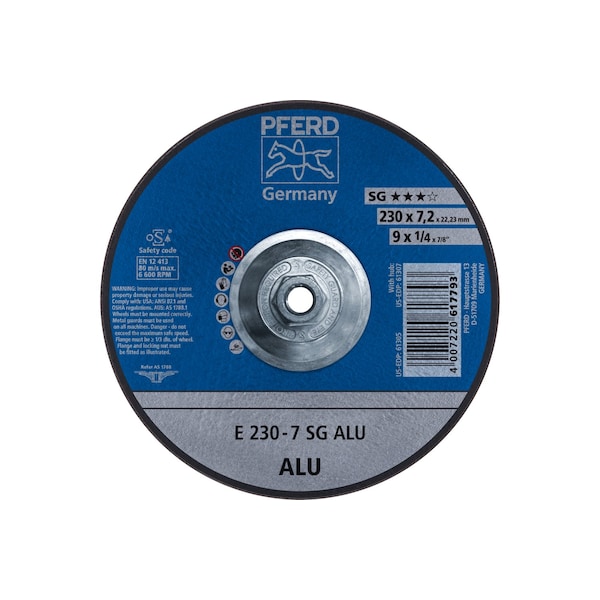 Pferd 9" x 1/4 Rueda de esmerilado, 5/8-11 rosca - SG ALU - Tipo 27 - 61307