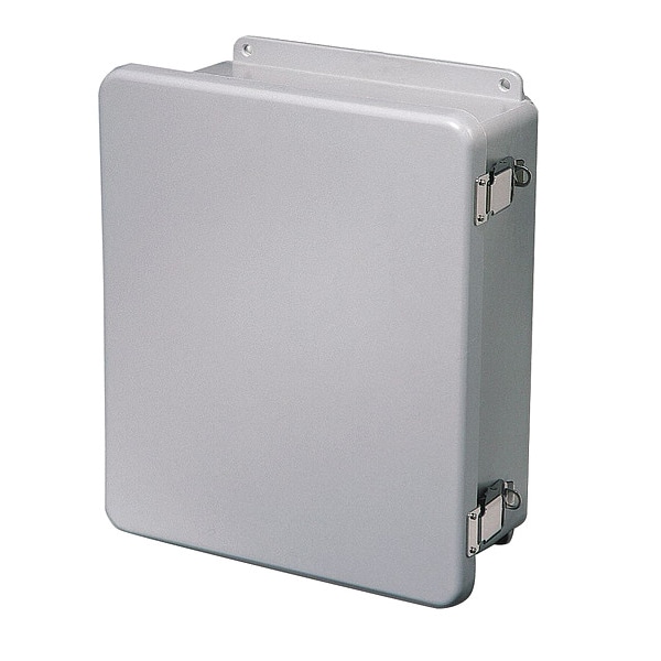 Wiegmann Padlockable Hasp Electrical Enclosures, 19.72 in H, 8.45 in D, 16 in W, 4X, Fiberglass - N4X JIC CH QR WDW 20X16X8 FG-OP
