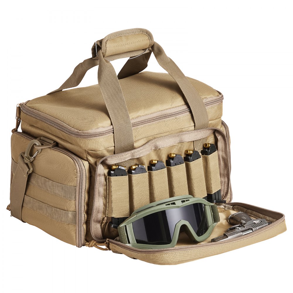 VEVOR Range Bag for 4 Pistols Tactical Gun Range Bag Single Shoulder Strip Brown - SQBLS362631C0I5U2V0