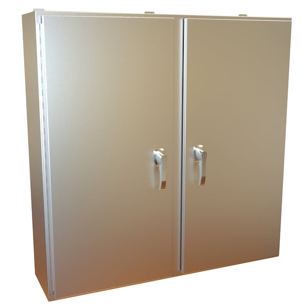 Hammond 3 Point Latch with Padlock Handle Electrical Enclosures, 48 in H, 12 in D, 48 in W - HN4WM484812SS