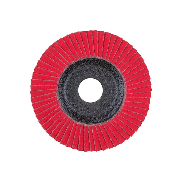 Disco de láminas POLIFAN® Pferd de 4-1/2" x 5/8-11 Thd. - CO-COOL SG STEELOX, óxido cerámico, 40 Granos, Cónico - 62675