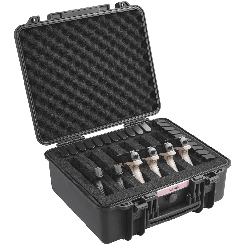 VEVOR Hard Pistol Cases with Pre-cut PU Foam Lockable Pistol Case for 6 Pistol - YZSQHRN6ZQ19SV3JIV0