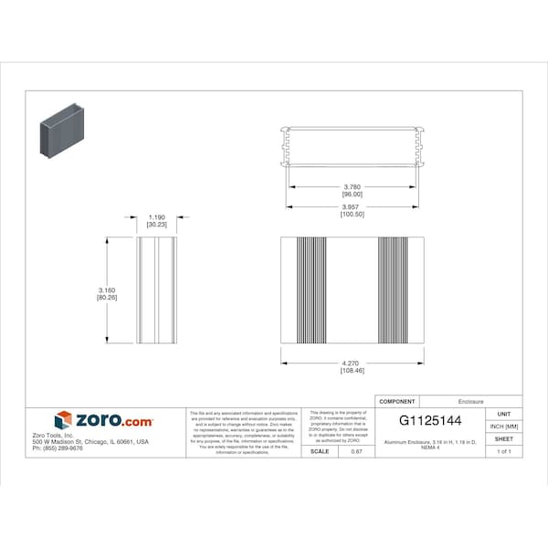 Box Enclosures Screws Electrical Enclosures, 3.16 in H, 1.19 in D, 4.27 in W, 4, Aluminum - B2-080SI