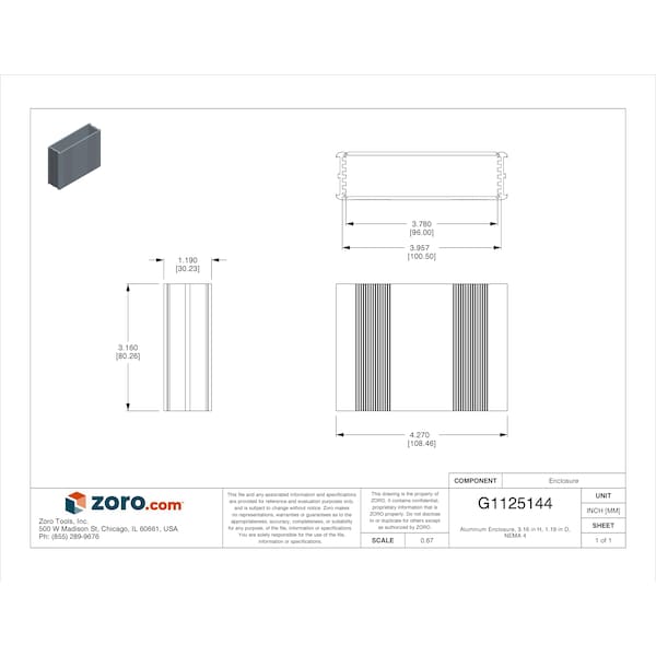Box Enclosures Screws Electrical Enclosures, 3.16 in H, 1.19 in D, 4.27 in W, 4, Aluminum - B2-080SI