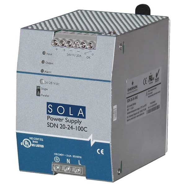 Solahd DC Power Supply, 85/264V AC, 480 W, 20 A, DIN Rail - SDN2024100C