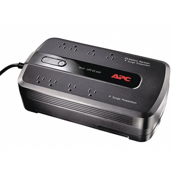 Apc Battery Backup Power, 8 Outlets, 650VA, 650 VA, Out: 120V AC In: 110V AC - BE650G