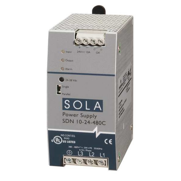 Solahd DC Power Supply, 380/480V AC, 240 W, 10 A, DIN Rail - SDN1024480C